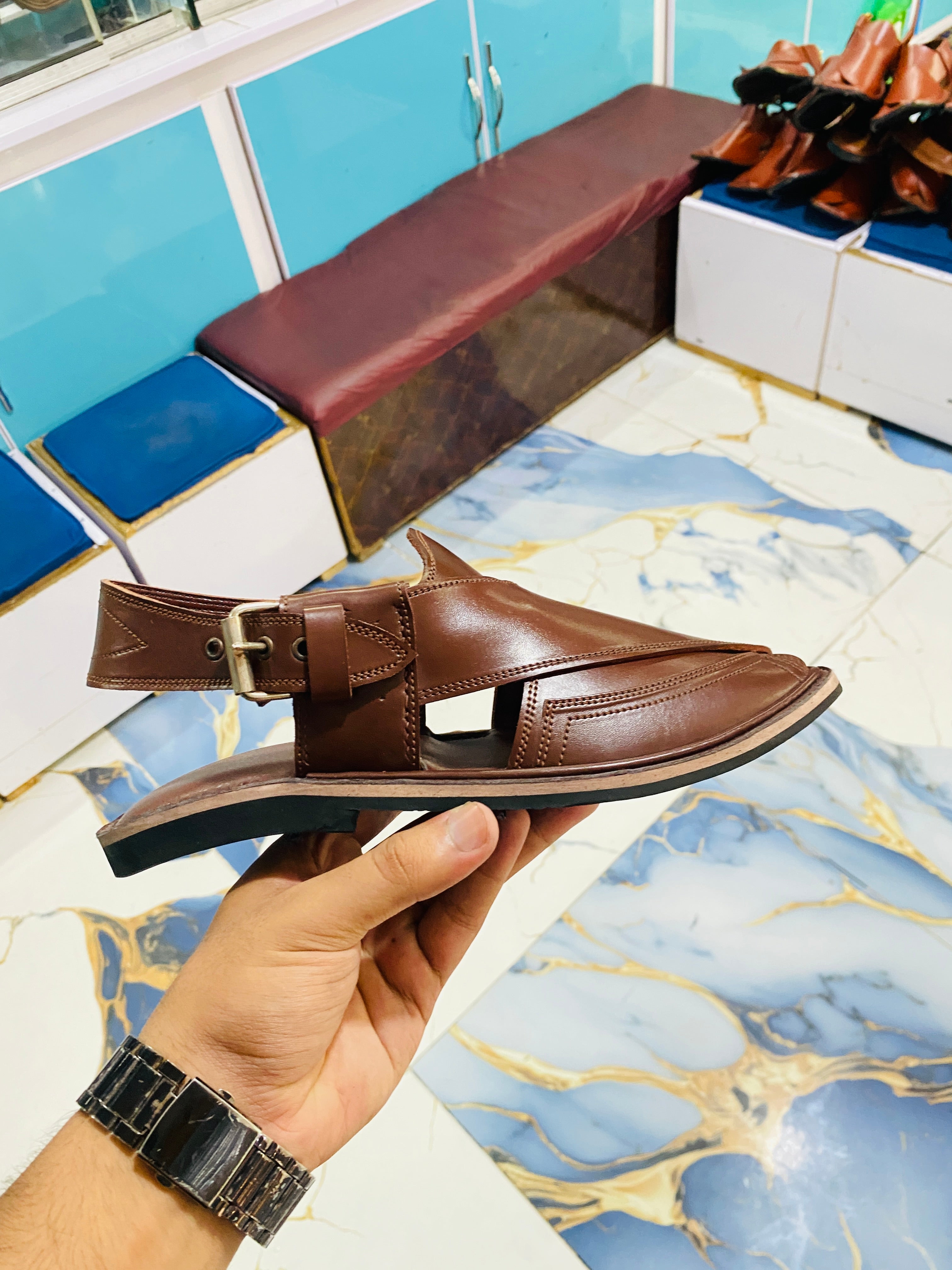 Takidara Peshawari Chappal (Brown)