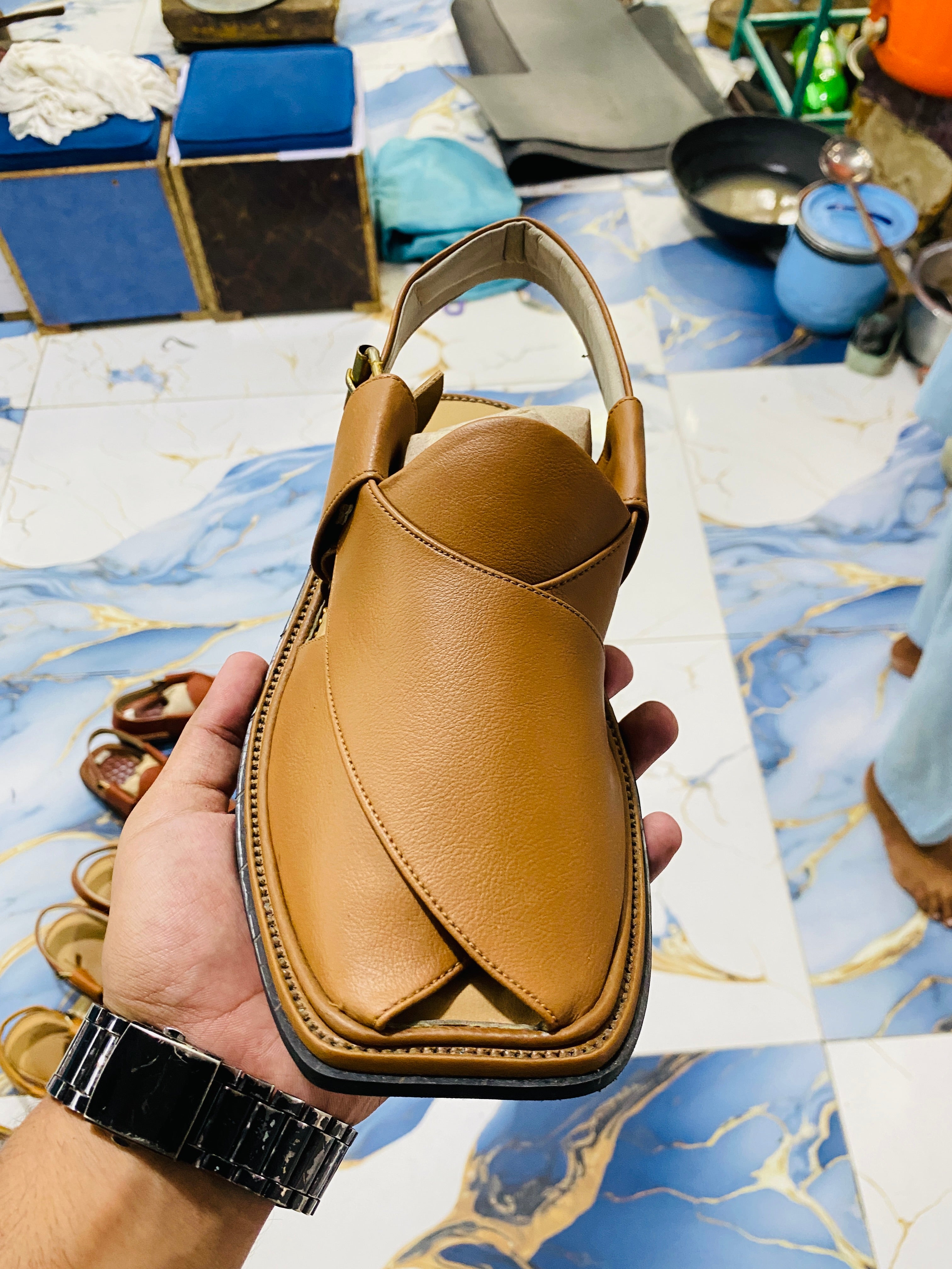 Smart Zalmi Peshawari Chappal (Camel)