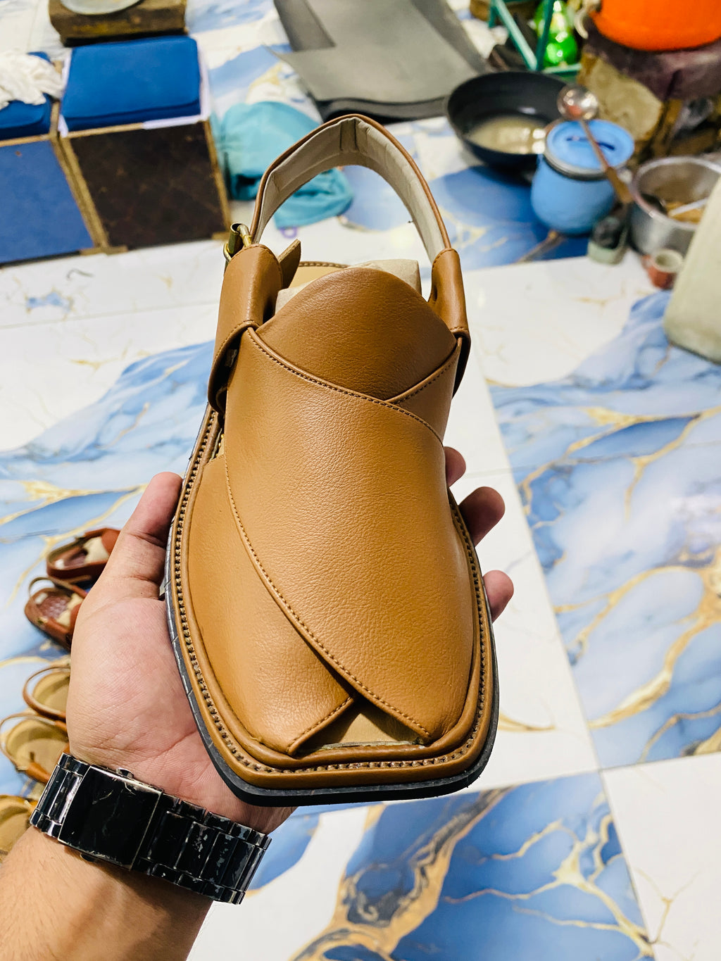 Smart Zalmi Peshawari Chappal (Camel)