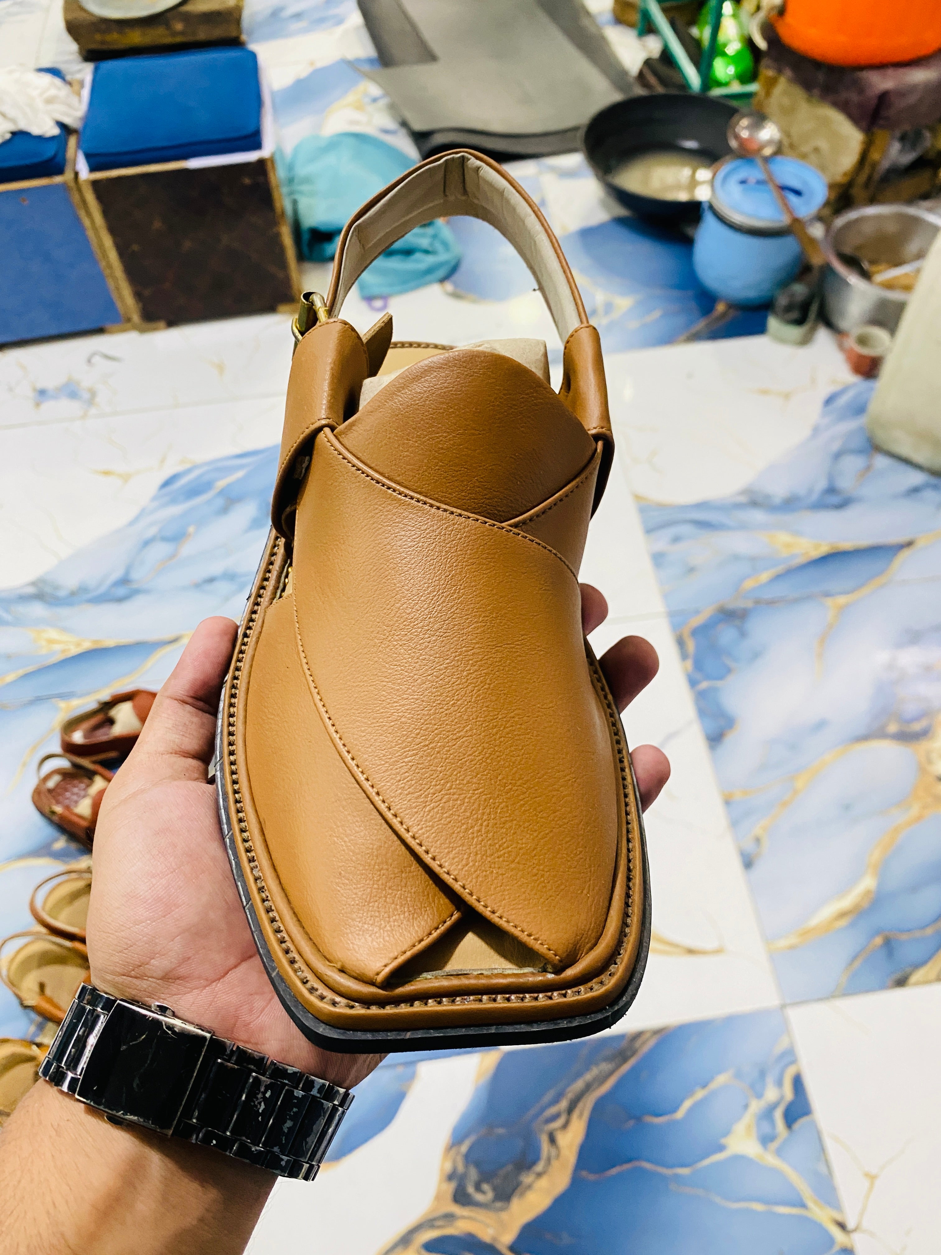 Smart Zalmi Peshawari Chappal (Camel)